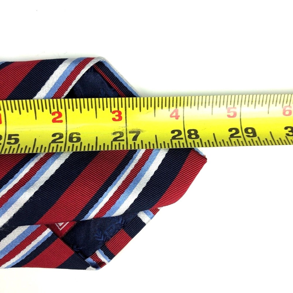 Chaps Men's Silk Handmade Blue White Red Striped Elegant Business Necktie Tie 57 - Picture 7 of 7